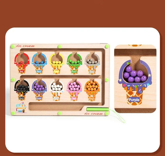 Magnetic Montessori Puzzle Board – Color Sorting & Number Maze for Toddlers