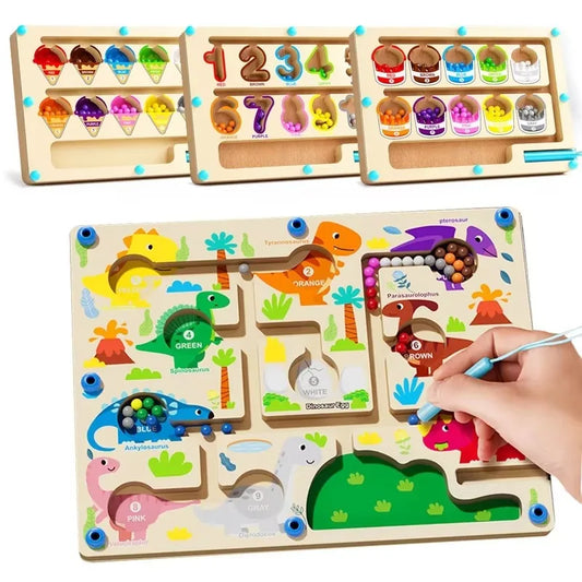 Magnetic Montessori Puzzle Board – Color Sorting & Number Maze for Toddlers