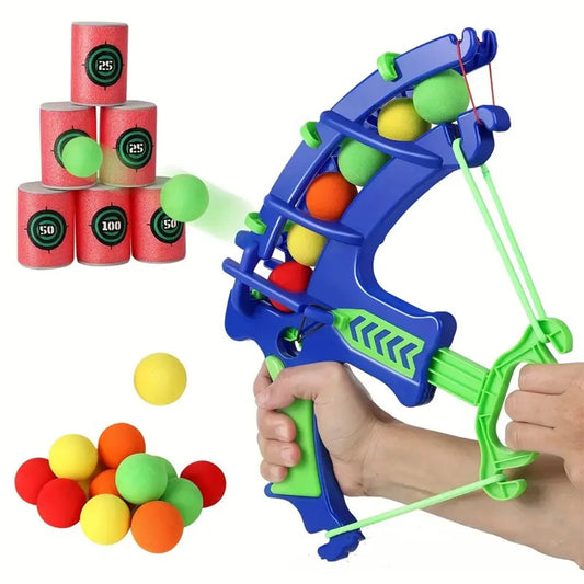 Kids Bow and Arrow Shooting Toy Set – Soft Foam Ball Archery Game with Target Cans